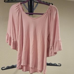Bobeau Pink Open Back Bell Sleeves